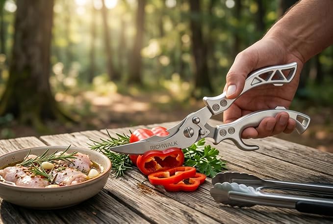Kitchen Scissors - Heavy Duty Poultry Shears Sharp Cutting Food Chicken Bone Meat Vegetable for Cooking, Multipurpose Stainless Steel Utility Scissors, Safety Lock