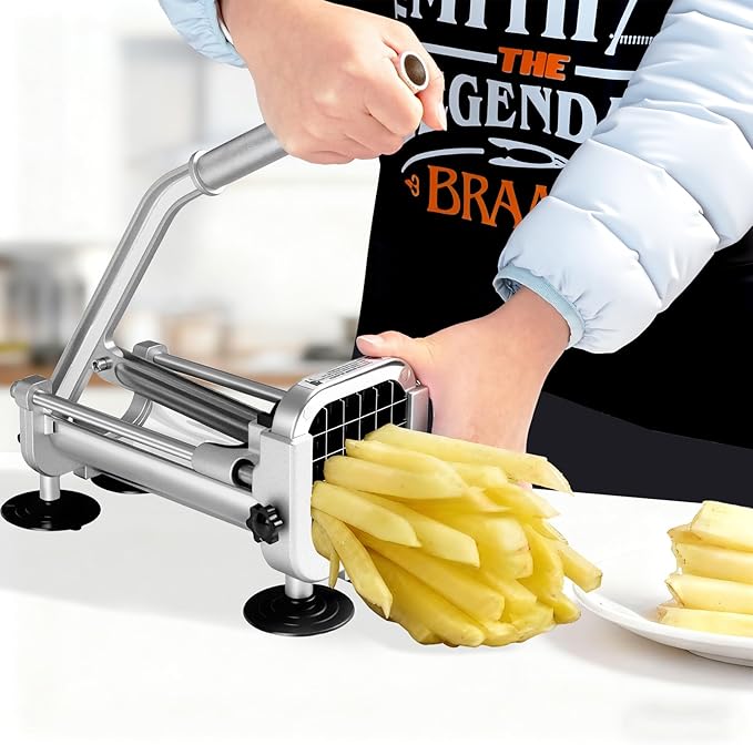 2Pcs French Fry Cutter, ZSCOOKLY Heavy Duty Potato Cutter Stainless Steel with 1/2-Inch and 1/4-Inch Blade Great for Potatoes Carrots Cucumbers.