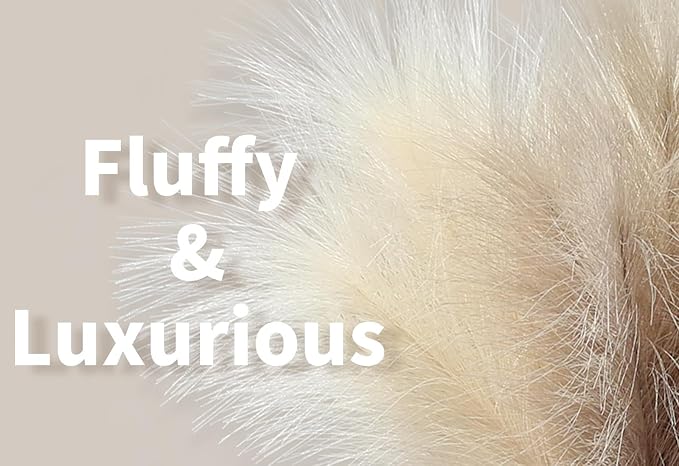 ZIFTY 42-Piece Fluffy Faux Pampas Grass Decor, 6 Hand-Bundled Packs of 7, 17" Short Artificial Pampas Grass Bulk, Boho Fake Flower Vase Filler, Home Wedding Decor, Beige & Taupe