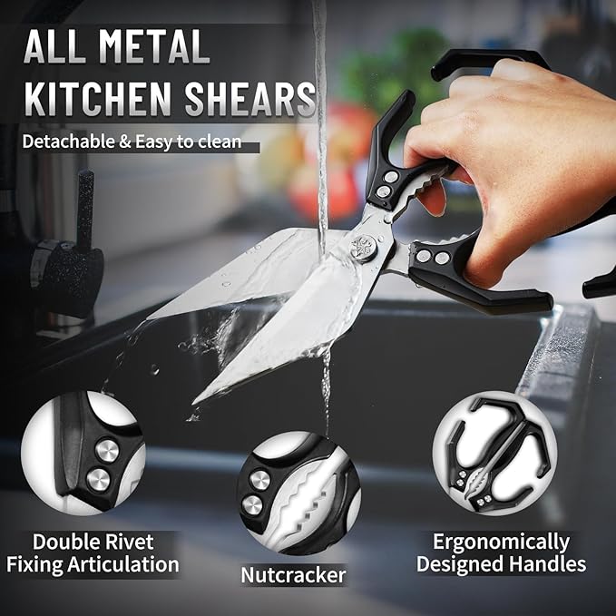 Dream Reach Kitchen Shears for Food Heavy Duty Poultry Shears with Ergonomic Handle, Japanese High-Carbon Steel Culinary Scissors for Chicken, Meat, Seafood, Bone Cutting, Christmas Gifts for Men