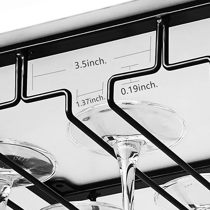 Wcxixo Wine Glass Rack Metal Stemware Holder Under Cabinet Cup Storage Rack Holder Wine Cup Hanging Shelf Display Stand for Red Wine Glass Champagne Glass Cocktail Glass
