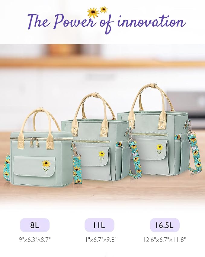 GLORIEROO Deluxe Insulated Lunch Box Bag Women - Leakproof Waterproof Cooler with Multi Pockets Removable Strap for Work Picnic - Teacher Mothers Day Christmas Birthday Gifts
