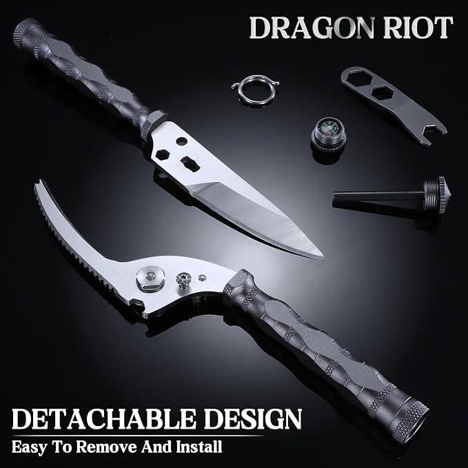 DRAGON RIOT Heavy Duty Kitchen Shears 2 Pack,A Must Have Kitchen Shears for Chicken and Meat Cutting - Dishwasher Safe and Stainless Food Kitchen Scissors for Thanksgiving
