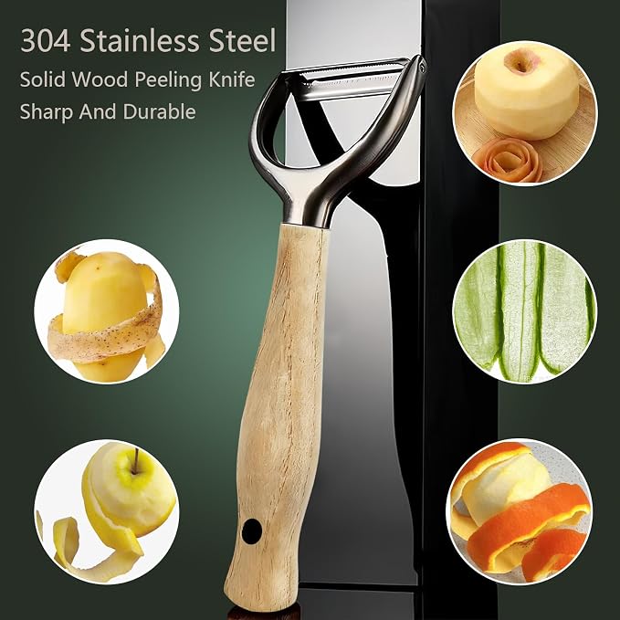 Vegetable Peelers For Kitchen,Stainless Steel Potato Peelers,Swivel Fruit Peeler Featuring Sharp And Durable Blades,Can Be Quickly Peeled,Ergonomic Solid Wood Anti Slip Handle