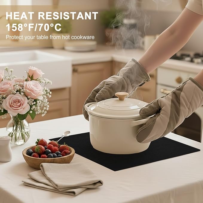homing Faux Cotton Linen Placemats Set of 8, Cloth Washable Farmhouse Dining Table Mats for Indoors & Outdoors, Easy to Clean, Black, 13 x 19 Inch