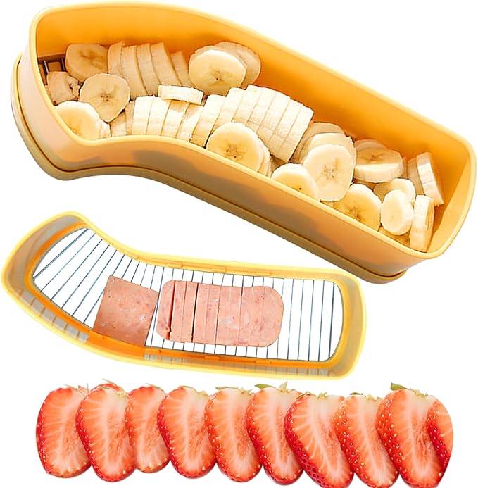JAYVAR Extra Large Banana Slicer, Spam Slicer, Egg Cutter for Hard Boiled Eggs, Cheese Butter Cutter for Hot Dog Slicing, Multipurpose Strawberry Slicing Kitchen Gadgets for Fruits and Vegetables