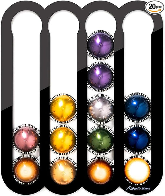 Demi's Home Magnetic Coffee Pod Holder for Nespresso Vertuo Capsules - Suitable to be Mounted on the Fridge (Black)
