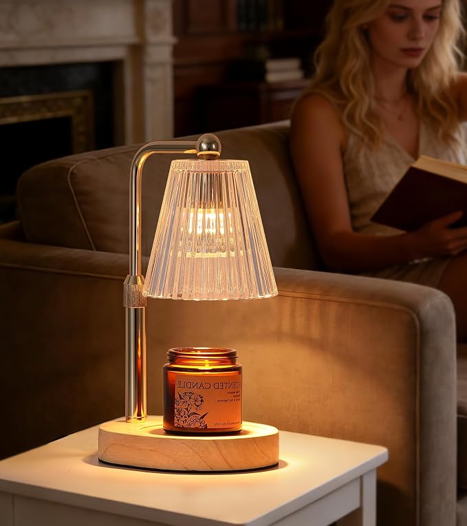 Gold Candle Warmer Lamp with Timer,Candle Warmer Lamp for Jar Candles Dimmable,Mother's Day Birthday Christmas for Mom Wife Gife,Home Decor Lamp,with 2 Bulbs