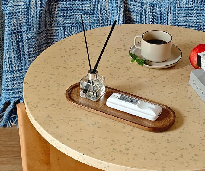 Small Wooden Oval Tray (11.3 x 4.1 inch) 3 Pack | Serving Tray for Coffee Tables, Dessert, Snack, Fruit, Acacia Wood Platter for Vegetable, Decor Restaurant