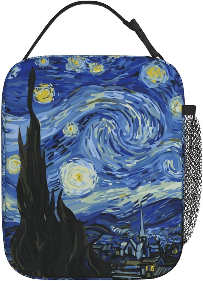 Night Sky The Starry Night Insulated Lunch Bag Portable Reusable Zipper Lunch Box For Men Women Work Picnic Travel Camping
