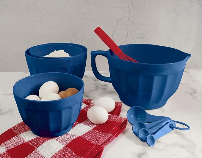 UP 4-Piece Latte Style Melamine Measuring Cups Set, Professional Nesting Baking and Cooking Tools for Liquid and Dry Ingredients, Navy Blue