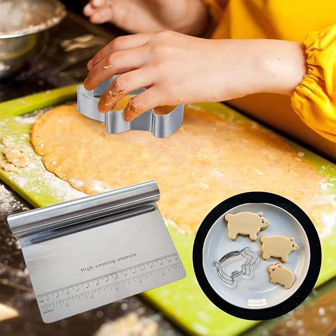 Concha Cutte, Stainless Steel Mexican Bread Mold with 5pc pig cookie cutter，Mexican Kitchen Mold for Bread Cookie Cake Biscuit，Moldes Para Marcador De Conchas