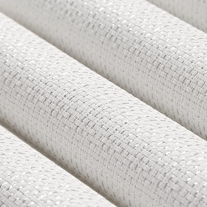 AHHFSMEI Placemats Set of 6 Washable Woven Vinyl Placemats for Dining Table Heat Resistant Non-Slip Stain Resistant Table Mats for Kitchen & Home Decor(White,6)