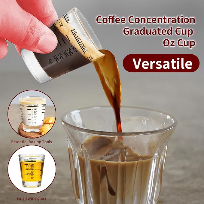 6Pcs Shot Glasses Measuring Cup Espresso Shot Glasses Liquid Heavy Glass 26-Incremental Measurement 1 OZ, 2 TBS, 6 TSP, 30 ML Kitchen Tools (6, Black)