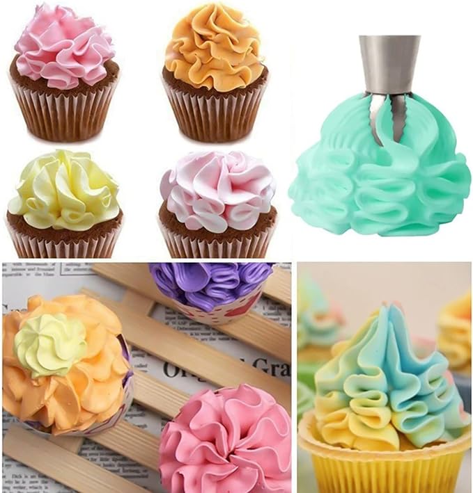 Russian Ball Piping Tip Set, 4-Piece Stainless Steel Cream Nozzles, Baking Tools Suitable for Ice Cream, Cookies, Cupcakes, and Cake Decorating
