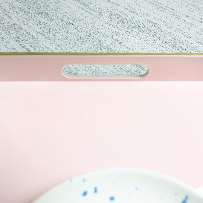 Spsyrine Pink Decorative Serving Tray with Handles, Elegant Plastic Coffee Table Tray for Ottoman, Living Room, Home Decor 15.6" X 10.2"
