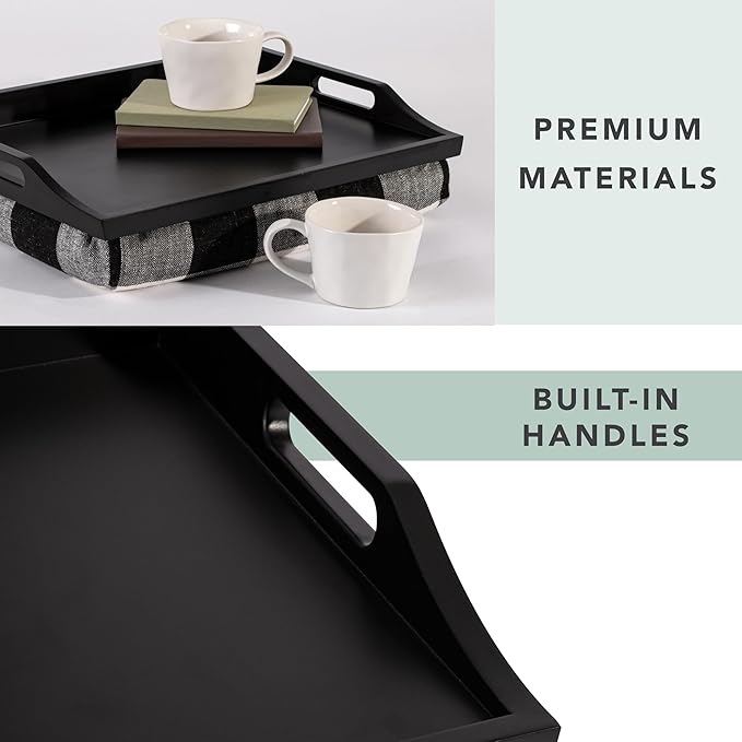 ROSSIE HOME Wood Bed Tray Lap Desk with Detachable Cushion, Serving Tray - Buffalo Check - Fits up to 15.6 Inch Laptops - Style No. 76108