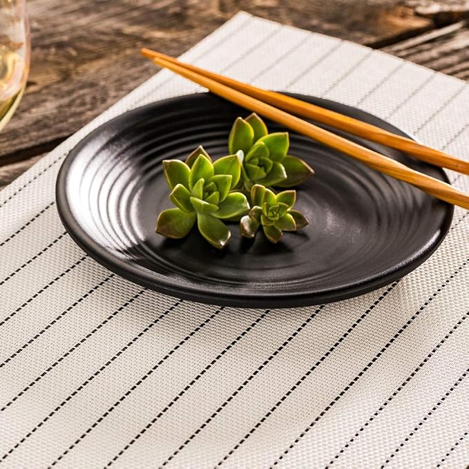 Restaurantware Carmel Mesh 16 x 12 Inch Table Placemats Set Of 6 Woven Washable Placemats - Pick Stitch Design No Stain White Kitchen Placemats Heat Tolerant Easy To Clean