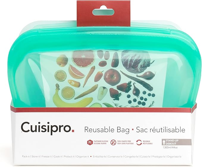 Cuisipro Stand-up Silicone, 44oz, 8.5 x 6.1inch, Green Reusable Bag