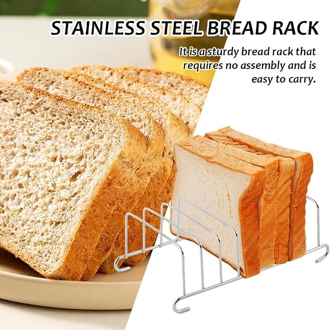 Bakery Toast Rack, 8 Slice Bread Holder Air Fryer Accessories Organizer, Stainless Steel Toast Rack, Baking Tools Accessories Cooling Racks, for Kitchen Dining Table