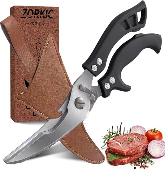 Kitchen Scissors Poultry Shears Heavy Duty Black, Dishwasher Safe Japan Kitchen Shear for Food Chicken Scissor, Fish, Meat Cutting Scissors Cooking Shears Gifts for Men Women