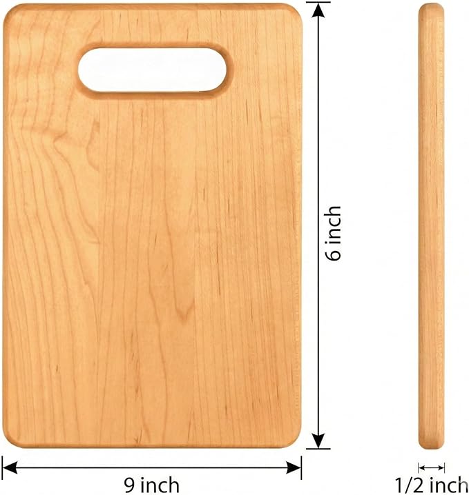 Handcrafted Maple Wood Cutting Board with Built-In Handle – Premium U.S.A. Made, Multiple Sizes – Thick Solid Maple, Chopping Block Perfect for Kitchen Prep or Personalized Engraved Gifts (Small)