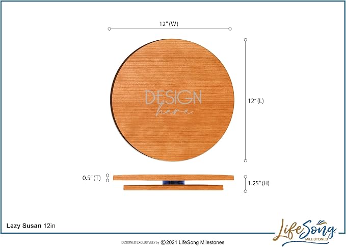LifeSong Milestones Personalized Cherry Wood Lazy Susan Kitchen Turntable Everyday Design Ideas 12” Engraved Decorative Serving Centerpiece Couple (Forever)