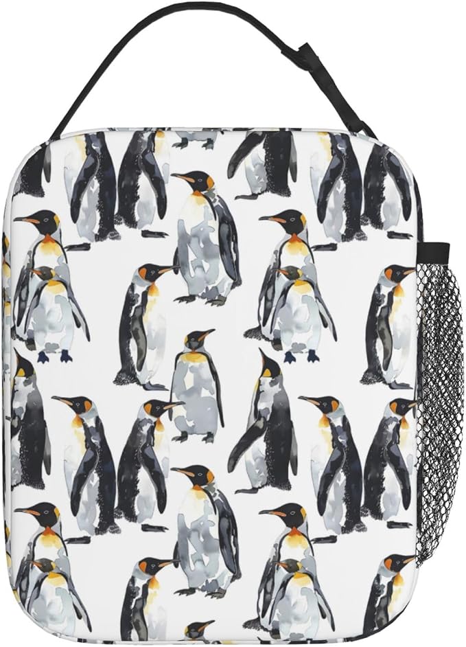 Reusable Penguin Lunch Box for Kids Girls Boys Women Adult, Insulated Cute Lunch Bag,Polyester Cooler Handbags Case for School Picnic Work Travel Outdoor Beach or Hiking