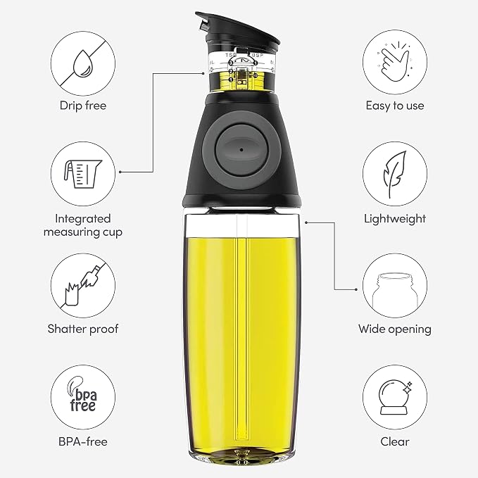 Belwares Olive Oil Dispenser Bottle with Pump - Oil Dispenser for Kitchen, Glass Oil and Vinegar Dispenser Set, Measured Cruet for Cooking - Ideal Oil Bottles for Kitchen Gadgets & Gifts, 2 Pack