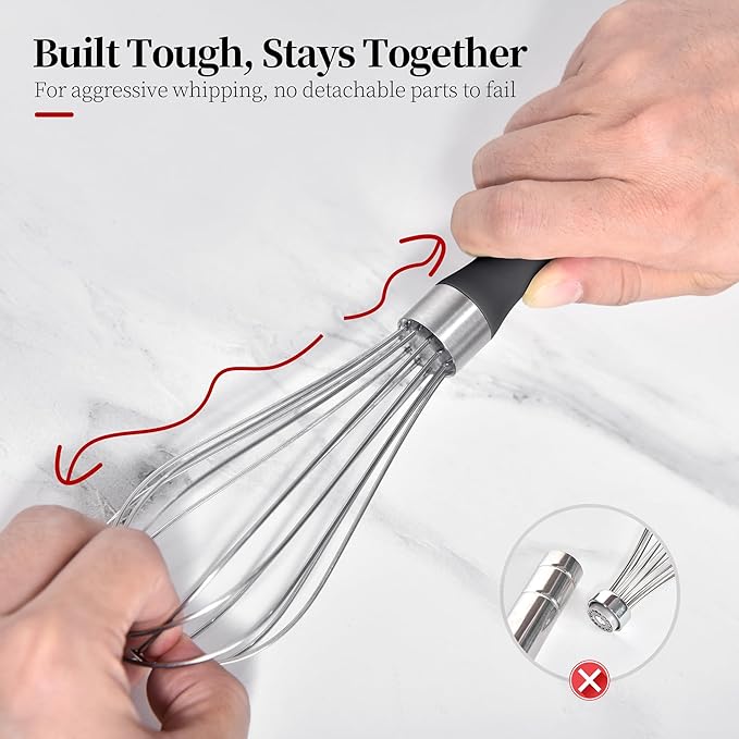 9.06in Kitchen Wire Whisk, 18/10 Stainless Steel Metal Balloon Wisk Heavy Duty Egg Beater whisker Hand Mixer for Cooking, Baking, Mixing, Stirring, Sauce, Flour, chocolate（Small, lnky Black）