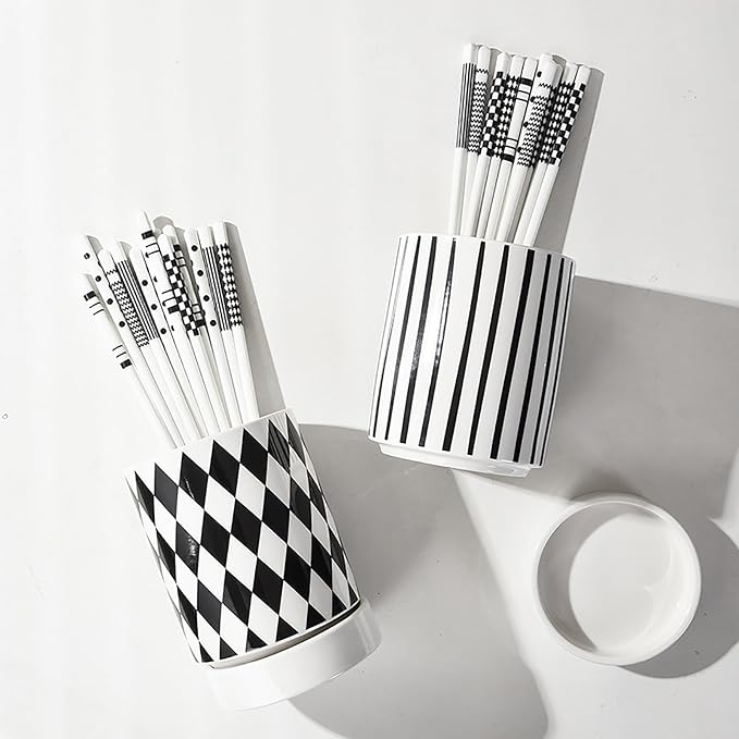 Dxcaicc Ceramic Kitchen Utensil Holder, Countertop Utensil Crock, Multiple Drain Holes, Polka Dot Pattern