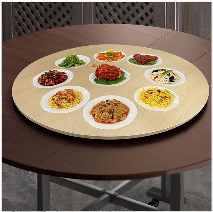 Large Wooden Turntable 360° Rotating Lazy Susan Round 50cm-100cm, Sturdy And Smooth Running, Round Rotating Serving Plate/Swivel Tray, For Passing Things Around The Dinner Table (Color : Wood, Size