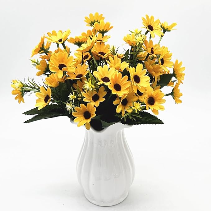 Fake Sunflower Decor, CATTREE Artificial Flowers Sunflowers Silk Helianthus Plastic Plants Wedding Bouquet Party Indoor Outdoor DIY Home Garden Kitchen Table Centerpieces Arrangements Decoration 4 Pcs