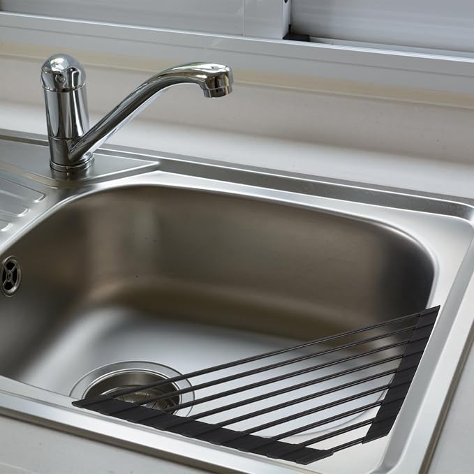 Ciieeo Stainless Steel Sink Corner Drying Rack with Strong Support and Fast Draining Triangular Kitchen Sponge Holder for Utensils and Kitchen Tools