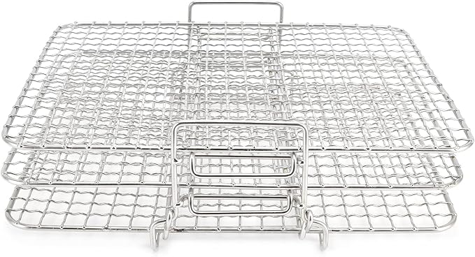3 - Tier Stainless Steel Cooling Rack Set, Baking and Roasting Rack for AG300 AG400 Air Fryer Oven, Multi - Layer Stackable Grilling Rack with Elevated Feet for