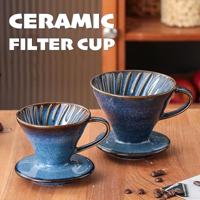 Ceramic Coffee Dripper Filter 60Angle Tapered Hand Brew Pour Over Coffee Maker Set Reusable Porcelain Portable For Home Baristas