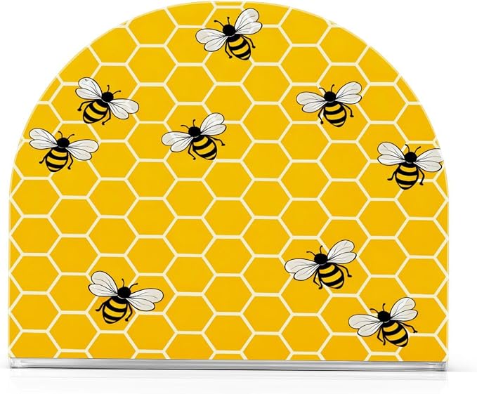 Yellow Bees and Honey Napkin Holder for Tables Paper Cocktail Napkin Holders for Kitchen and Dinning, Acrylic Dinner Napkin Dispenser for Restaurant Home Decor Bar Accessories 1 Pack