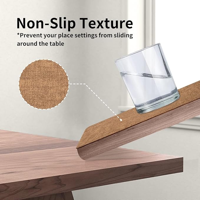 Maxpearl 8-Piece PU Leather Placemats – Durable, Heat Resistant & Wipeable Table Mats, Non-Slip and Waterproof Dining Place Mats for Kitchen or Patio Table, 17x12 Inches, Brown