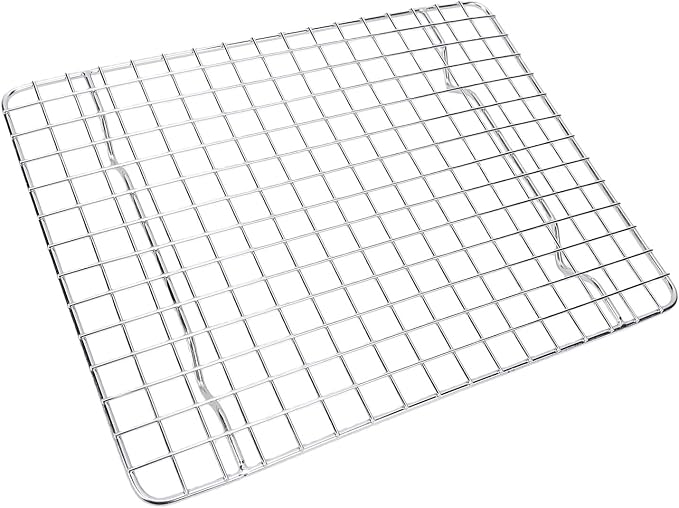 ZJchao Stainless Steel Cooling Rack Set of 2 Baking Rack Half Sheet Size with Grid Design for Oven Baking Roasting and Grilling (25x19.5x1.5cm / 9.84x7.68x0.59in)