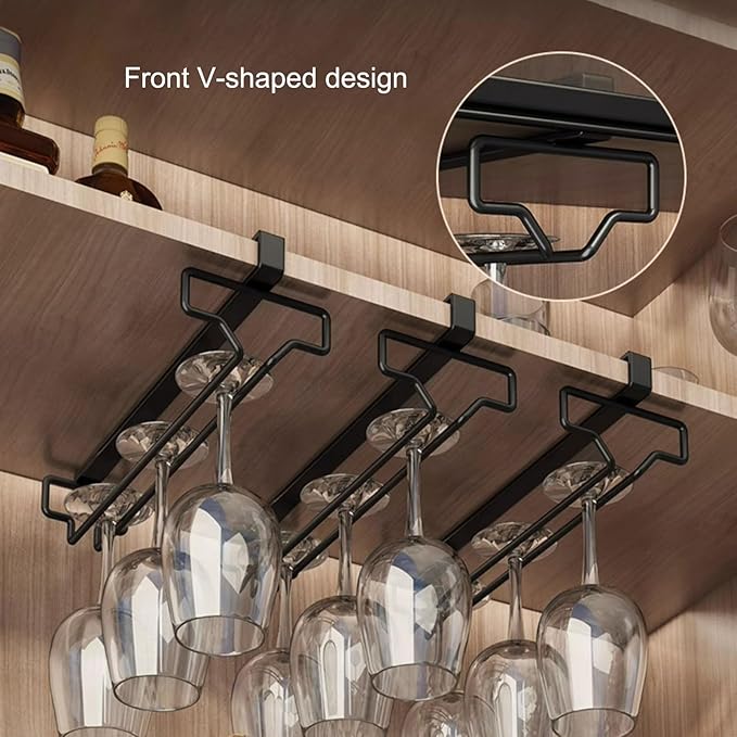 Wine Glass Rack, Hanging Wine Rack, Wine Glasses Storage Hanger Metal Organizer, Under Cabinet Wine Glass Rack, For Living Room, Dining Room, Kitchen