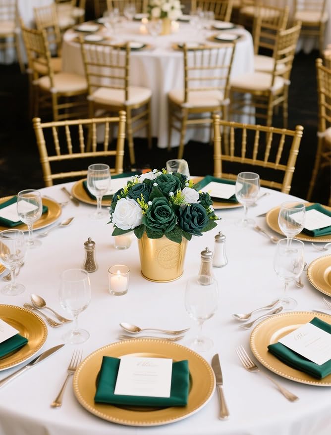 BLOSMON Green Flowers Artificial for Decoration: 2 Pcs Fake Rose Balls Table Centerpiece for St Patricks Day Home Decor - Faux Silk Kissing Bouquet Floral Arrangement for Wedding Party Event Decor