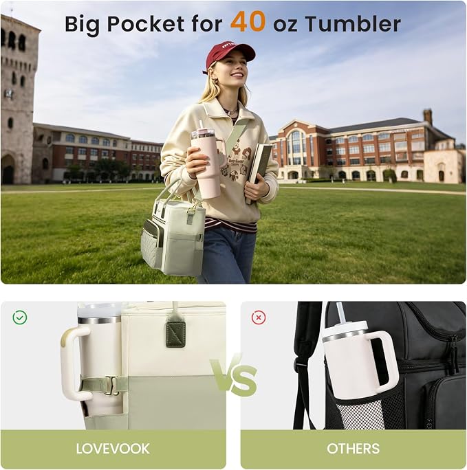 LOVEVOOK Insulated Lunch Bag Women,Wide Opening Adult Lunch Box Women with Cup Holder,Large Leakproof Cooler Bag for Work Picnic Beach Family College Mom,Lunch Teacher Tote Bag for Gift