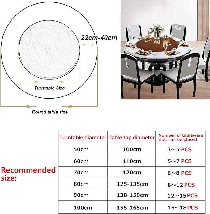 Rotating Serving Plate Round For Home Kitchen Dining Table - Turntable Lazy Susan - 360° Rotating Serving Tray Made Of Wood, Sturdy Heat Resistants Easy Clean, Table Top Decor (Color : Walnut, Size