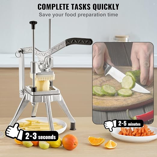 VEVOR Commercial Vegetable Fruit Chopper 1/4" Blade Heavy Duty Professional Food Dicer Kattex French Fry Cutter Onion Slicer Stainless Steel for Peppers Potato Mushroom