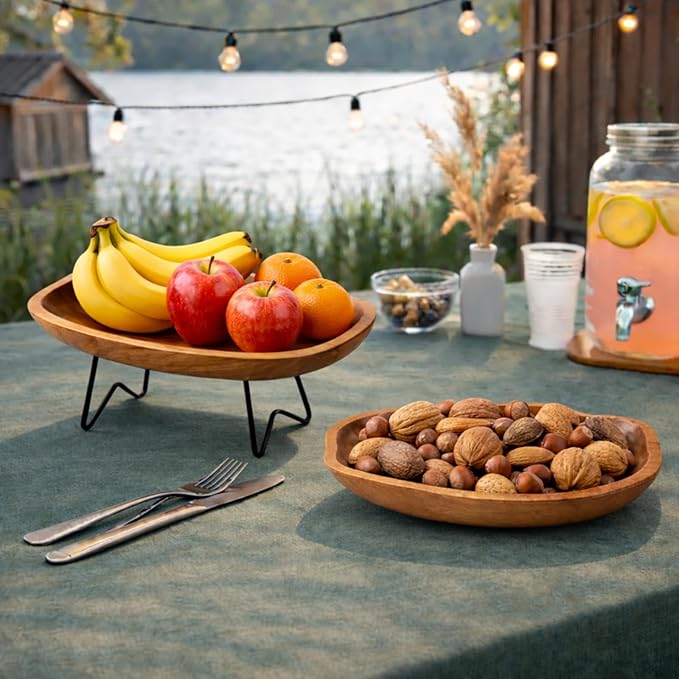 Teak Wood Multi-Purpose Catchall Tray – 12.8" Live Edge Decorative Organizer for Keys, Jewelry & Coffee Table Decor