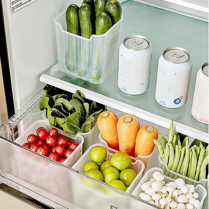 Crystal Clear Freezer Storage Bins, 4 Pack Clear Plastic Bins for Refrigerator and Pantry,Freezer Organizer Bin,Stackable Kitchen Cabinet Organizer with Handles,for Frozen Food,Meat & Veggies