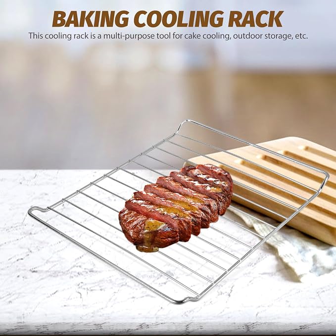 VOSAREA Cooling Rack Nonstick Baking Rack Stainless Steel for Baking Roasting Cooking Oven Safe Air Circulation Design for Crisper Foods Versatile Use Kitchen Grill