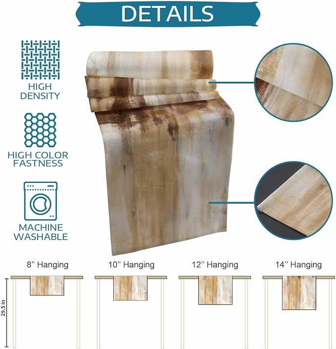 Abstract Minimalist Table Runners 72 Inches Long, Cotton Linen Fabric Table Runner Dresser Scarf, Modern Bohemia Aesthetic Ombre Brown Tablerunner for Party/Kitchen/Dinner/Wedding Decor 13"x72"