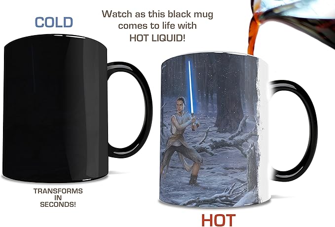 Morphing Mugs Star Wars – The Duel – Rey vs. Ren – Thomas Kinkade Studios - One 11 oz Color Changing Ceramic Mug – Image Revealed When HOT Liquid Is Added!