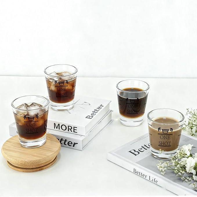 45ml Shot Glass Measuring Cup,Heavy Base Shot Glasses Set for Vodka, Whiskey, Tequila, Espressos, Milk,Juice (45ml black)
